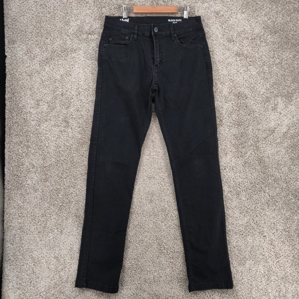 Mugsy Jeans Mens 32x34 Black Outs Stretch Slim Fit Tapered Denim FLX3NBO